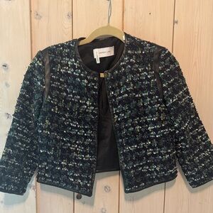 10 Crosby Derek Lam Black and Green Tweed Blazer